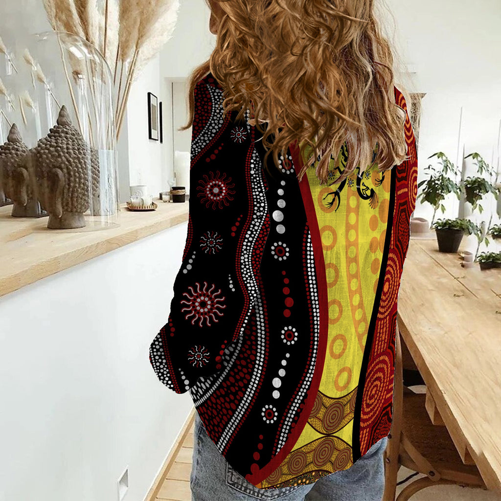 aboriginal-koori-dot-acrylic-paint-and-dreamtime-dance-women-casual-shirt