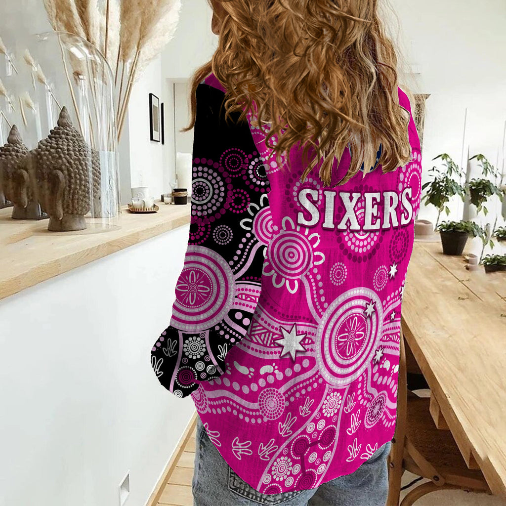 sydney-sixers-women-casual-shirt-cricket-indigenous-australian-art-ver01