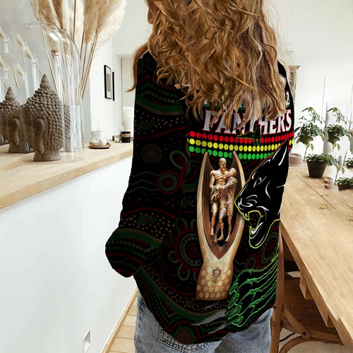 panthers-rugby-women-casual-shirt-the-riff-2022-premiers-aboriginal-art