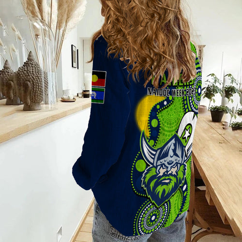 raiders-rugby-naidoc-2023-women-casual-shirt-canberra-for-our-elders-indigenous-art