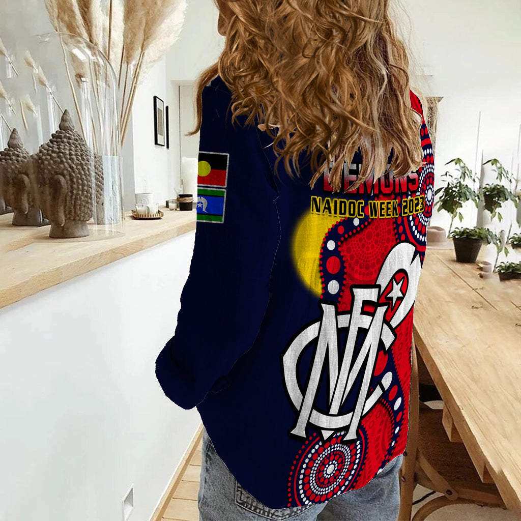 melbourne-football-naidoc-2023-women-casual-shirt-demons-for-our-elders-indigenous
