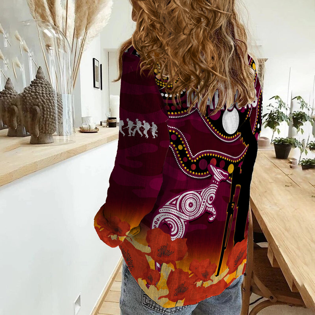 maroons-rugby-anzac-2023-women-casual-shirt-qld-aboriginal-mix-poppy-camouflage