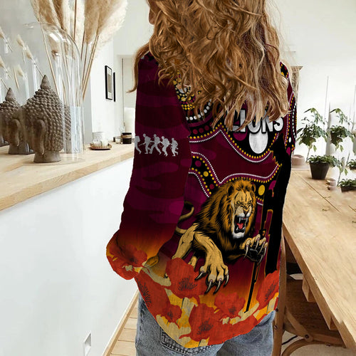 brisbane-lions-football-anzac-2023-women-casual-shirt-aboriginal-mix-poppy-camouflage