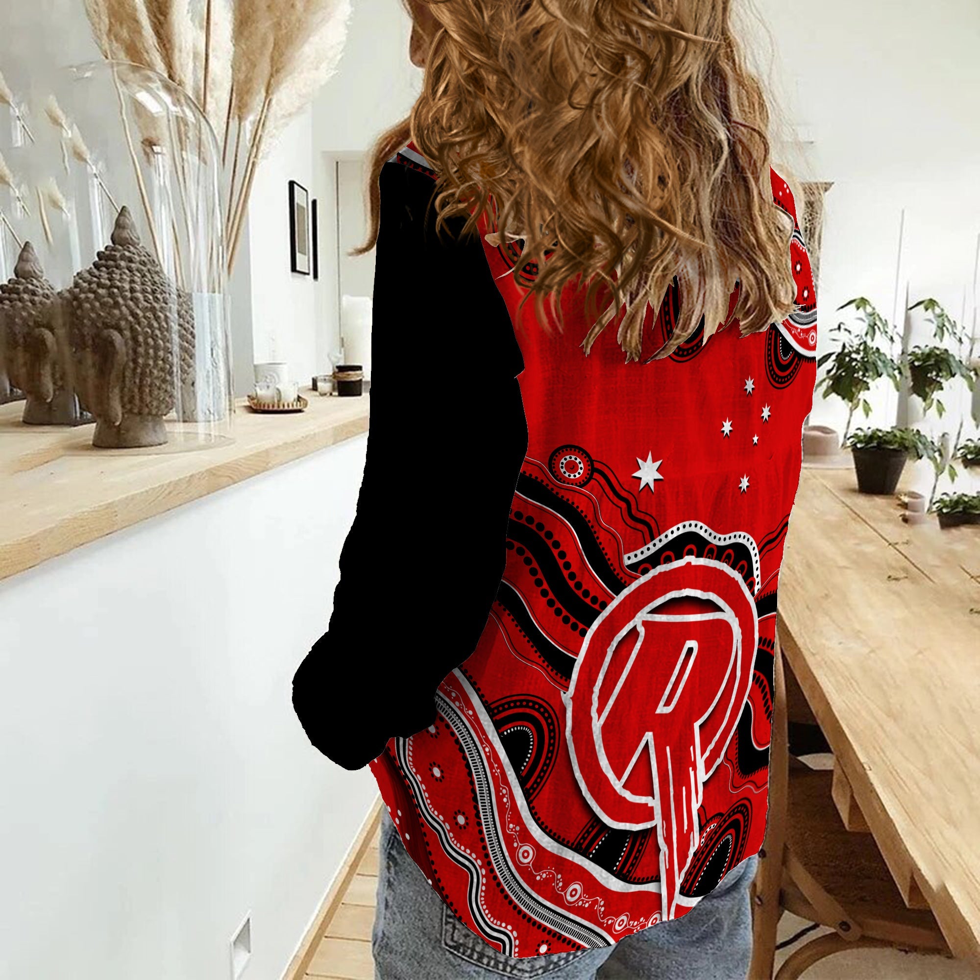 renegades-cricket-women-casual-shirt-melbourne-aboriginal-painting
