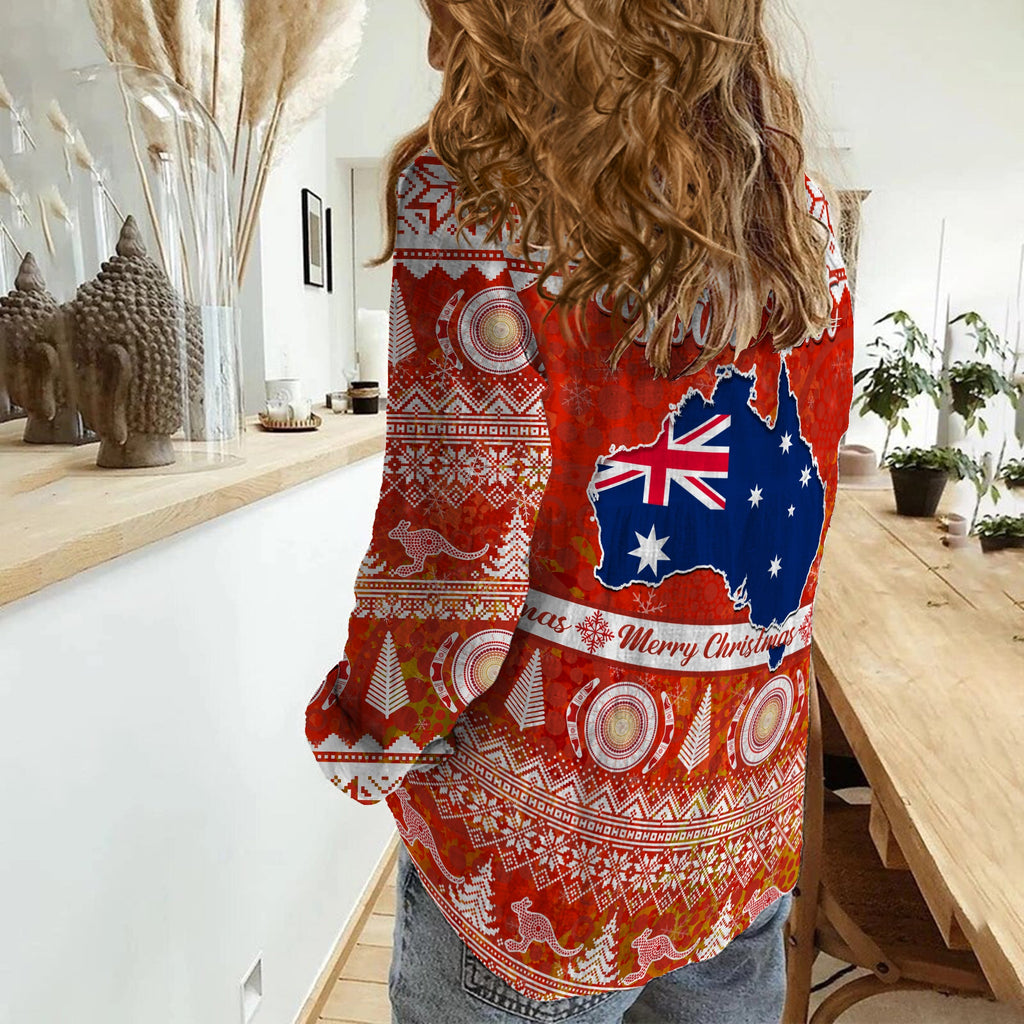 custom-personalised-australia-women-casual-shirt-australian-map-aboriginal-painting-merry-christmas