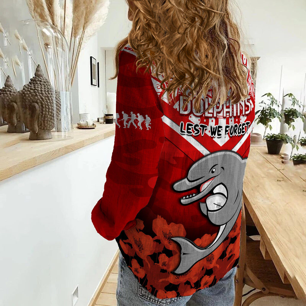 dolphins-rugby-anzac-2023-women-casual-shirt-dots-poppy-mix-camouflage-lest-we-forget