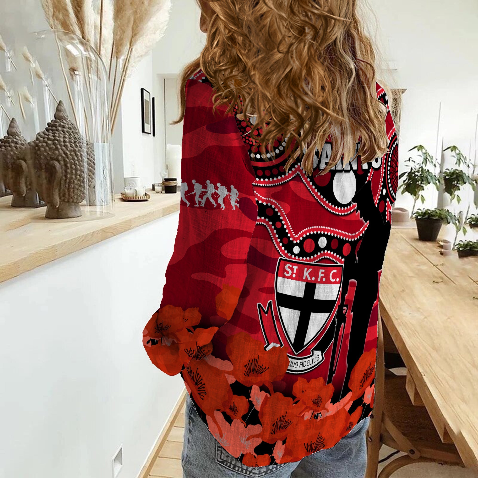 st-kilda-football-anzac-2023-women-casual-shirt-saints-aboriginal-mix-poppy-camouflage