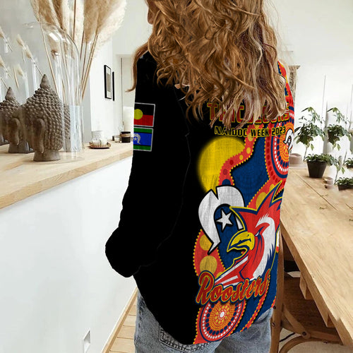 roosters-rugby-naidoc-2023-women-casual-shirt-tricolours-for-our-elders-indigenous-art