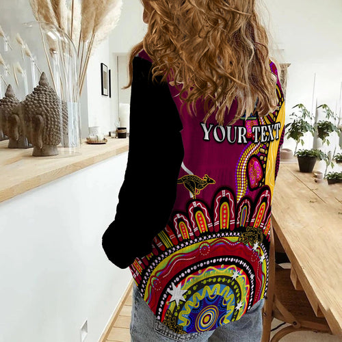 custom-personalised-queensland-state-women-casual-shirt-qld-australian-indigenous-art