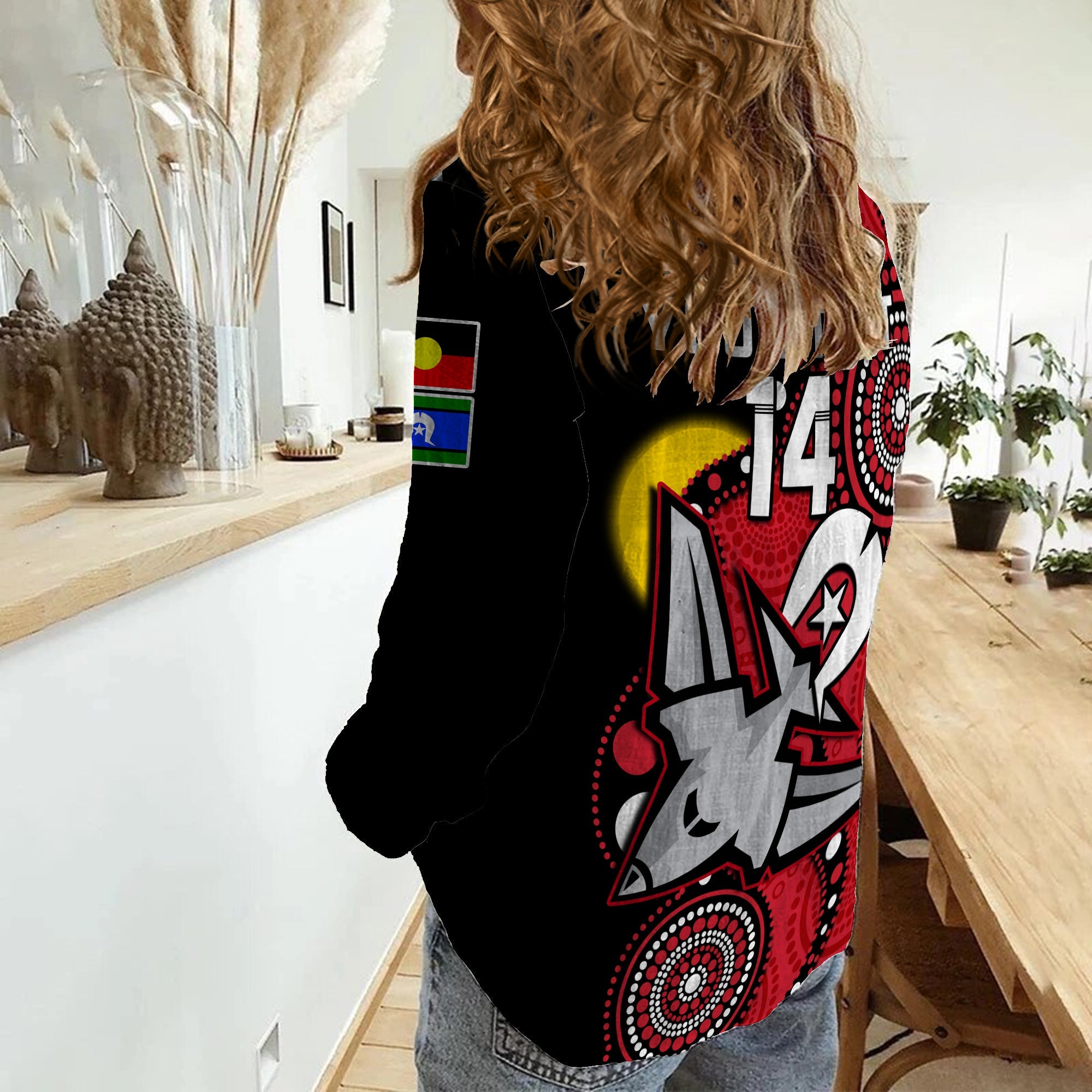 custom-text-and-number-essendon-football-naidoc-2023-women-casual-shirt-bombers-for-our-elders-indigenous-art