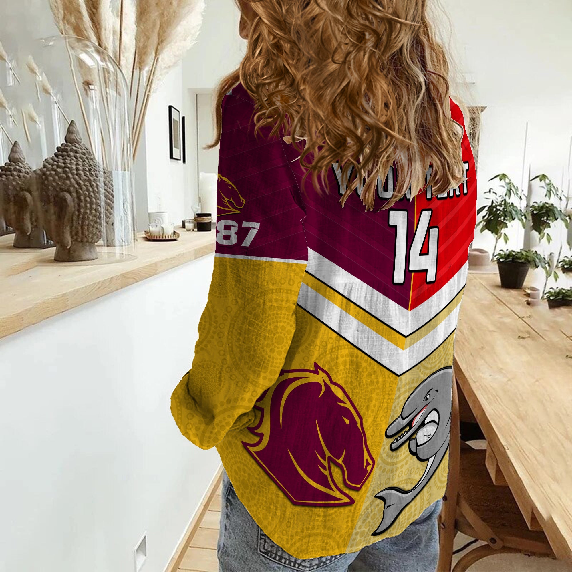 custom-text-and-number-dolphins-mix-broncos-rugby-women-casual-shirt-indigenous-art