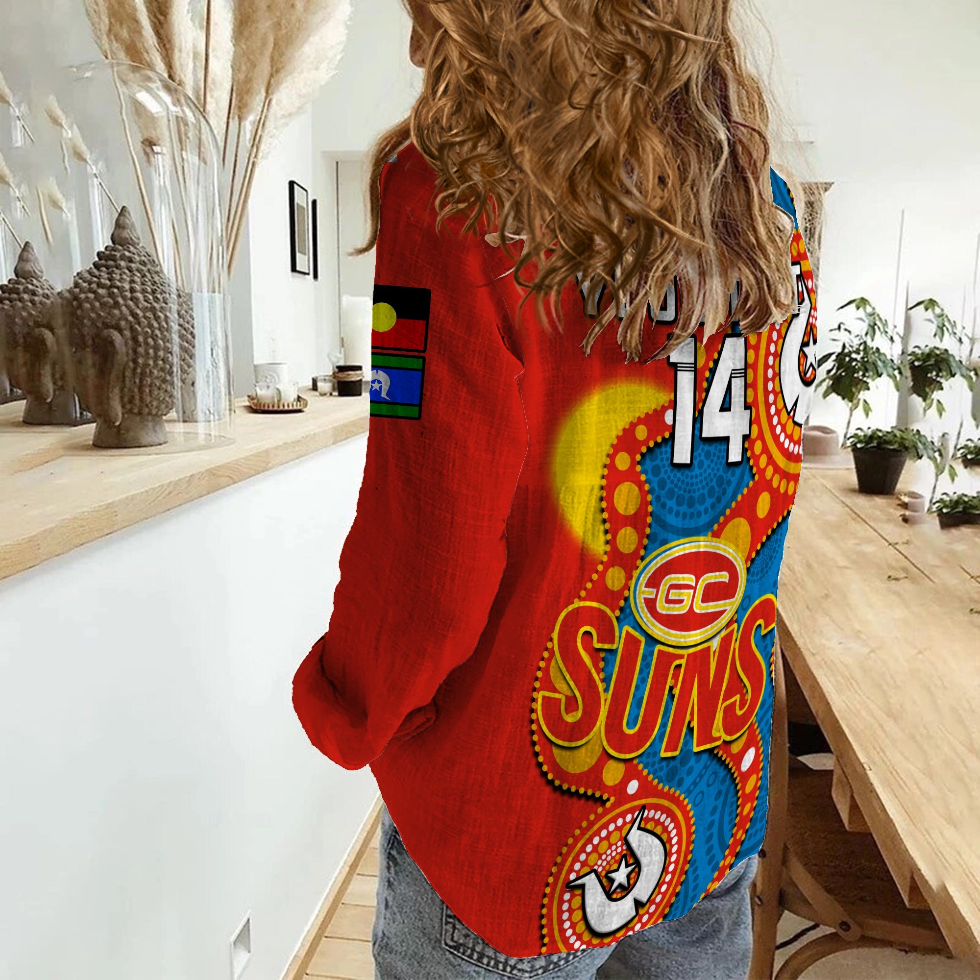 custom-text-and-number-gold-coast-football-naidoc-2023-women-casual-shirt-suns-indigenous-for-our-elders
