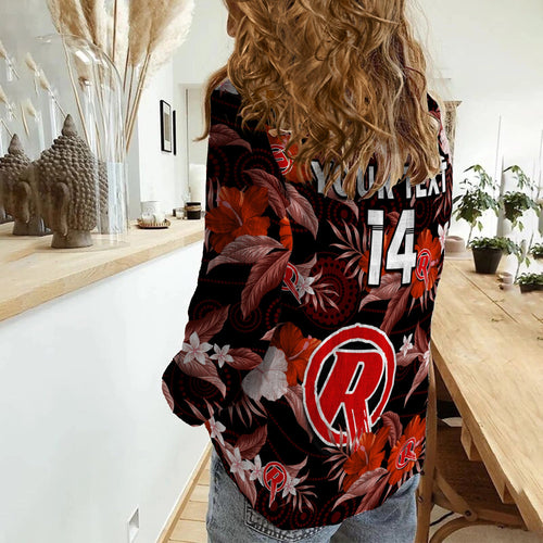 custom-text-and-number-melbourne-renegades-cricket-women-casual-shirt-aboriginal-art-mix-tropical-flowers