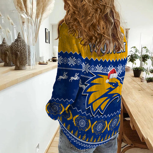 west-coast-football-women-casual-shirt-eagles-indigenous-merry-christmas