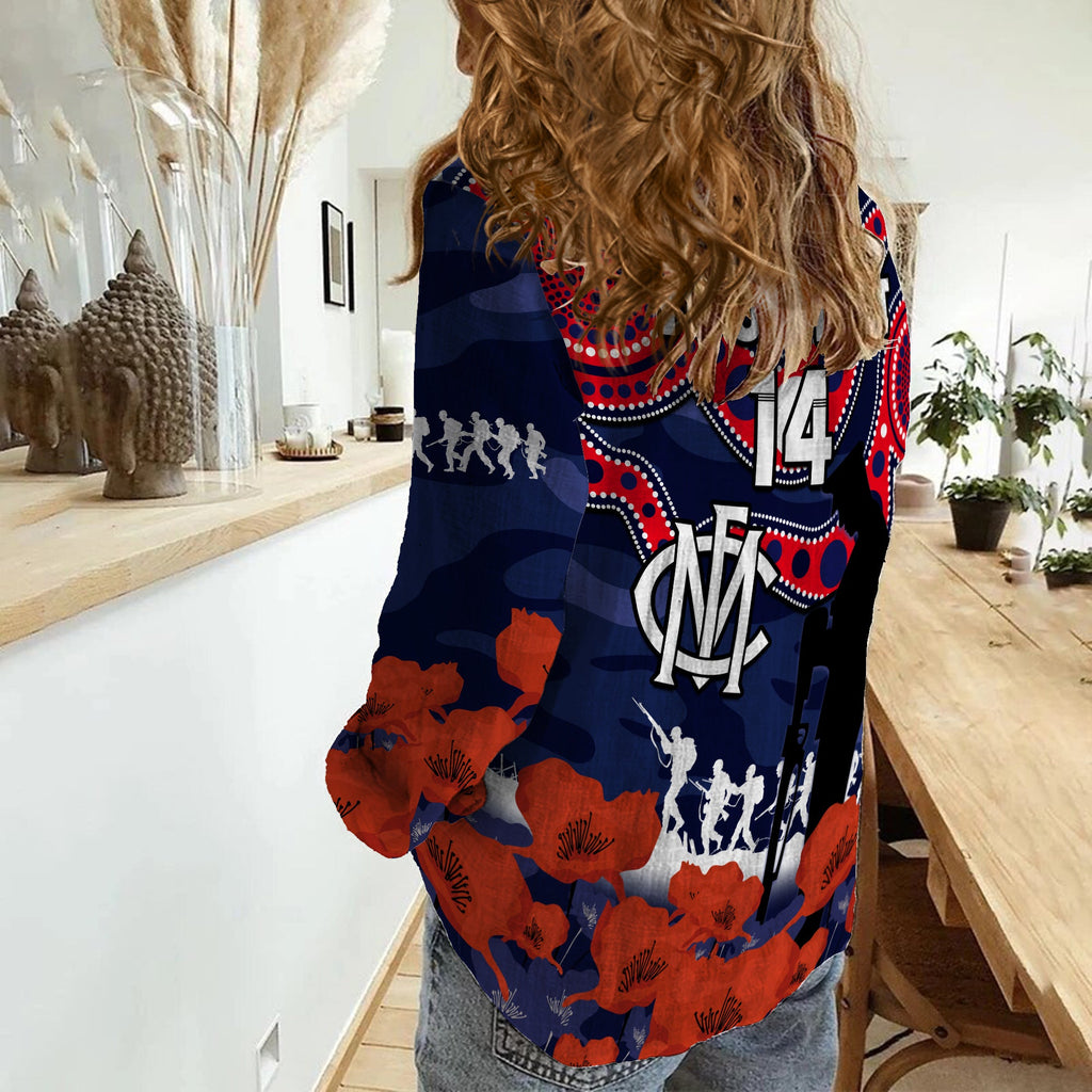 custom-text-and-number-melbourne-football-anzac-2023-women-casual-shirt-demons-aboriginal-mix-poppy-camouflage