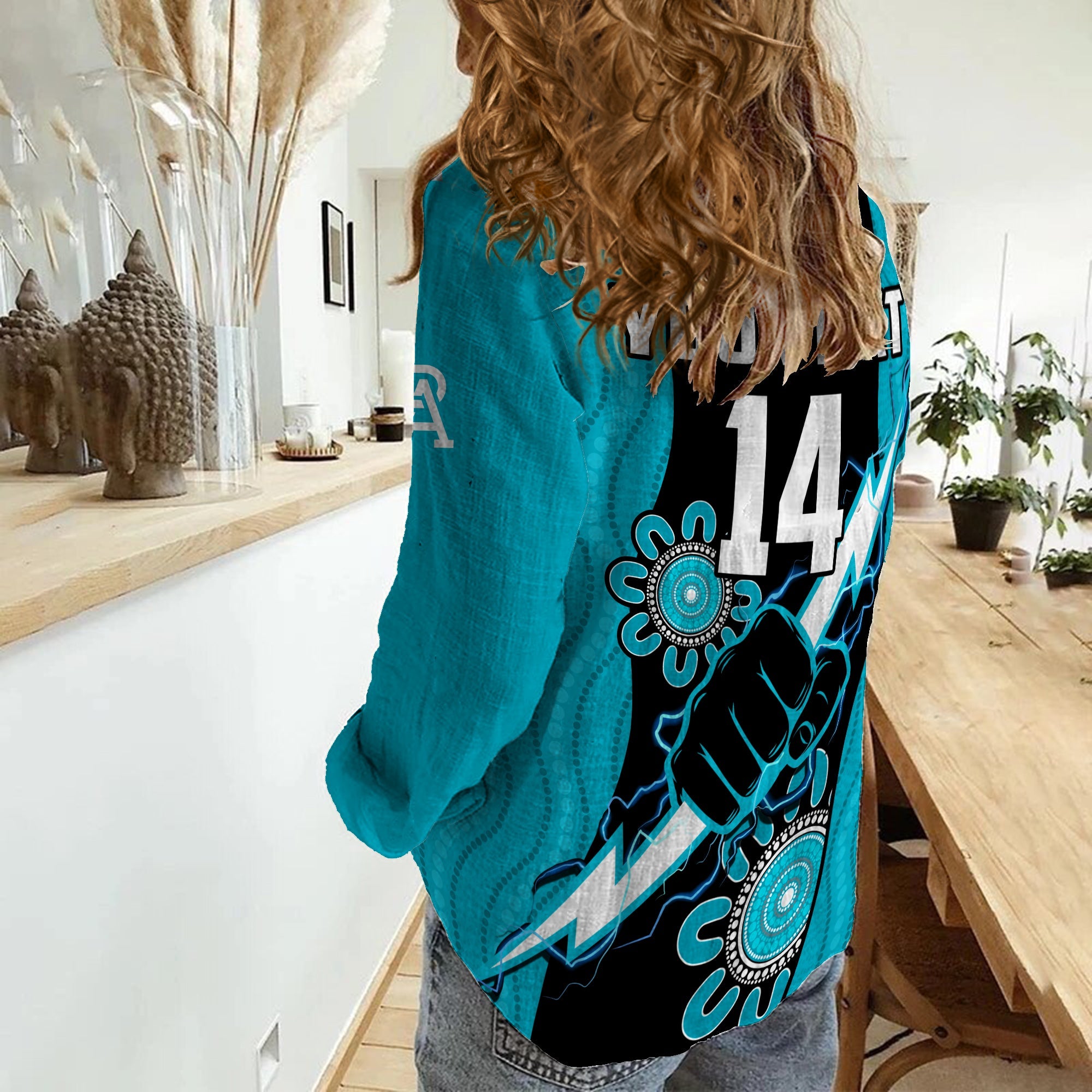 custom-text-and-number-port-adelaide-football-women-casual-shirt-power-thunder-hand-mix-aboriginal-dynamic