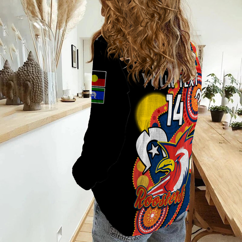 custom-text-and-number-roosters-rugby-naidoc-2023-women-casual-shirt-tricolours-for-our-elders-indigenous-art