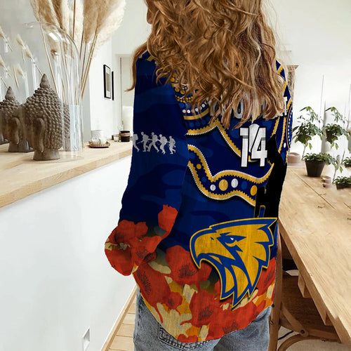 custom-text-and-number-eagles-football-anzac-2023-women-casual-shirt-west-coast-indigenous-mix-poppy-camouflage