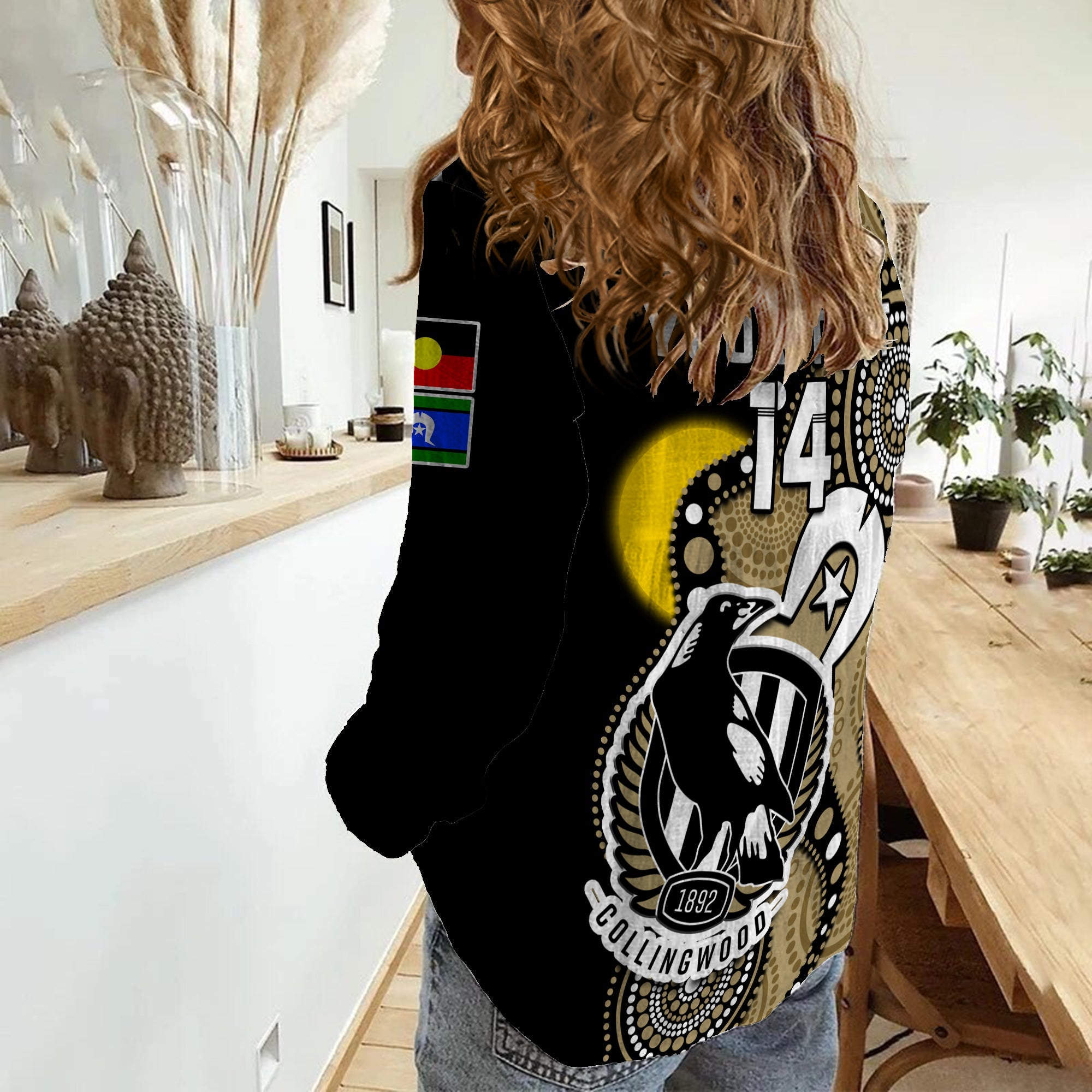 custom-text-and-number-collingwood-football-naidoc-2023-women-casual-shirt-magpies-for-our-elders-indigenous-art