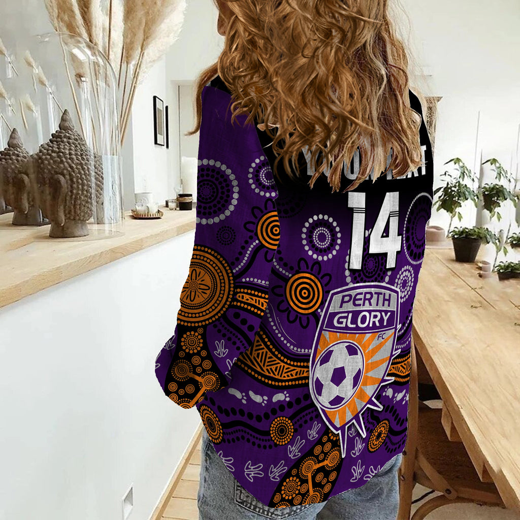 custom-text-and-number-perth-glory-football-women-casual-shirt-aboriginal-art