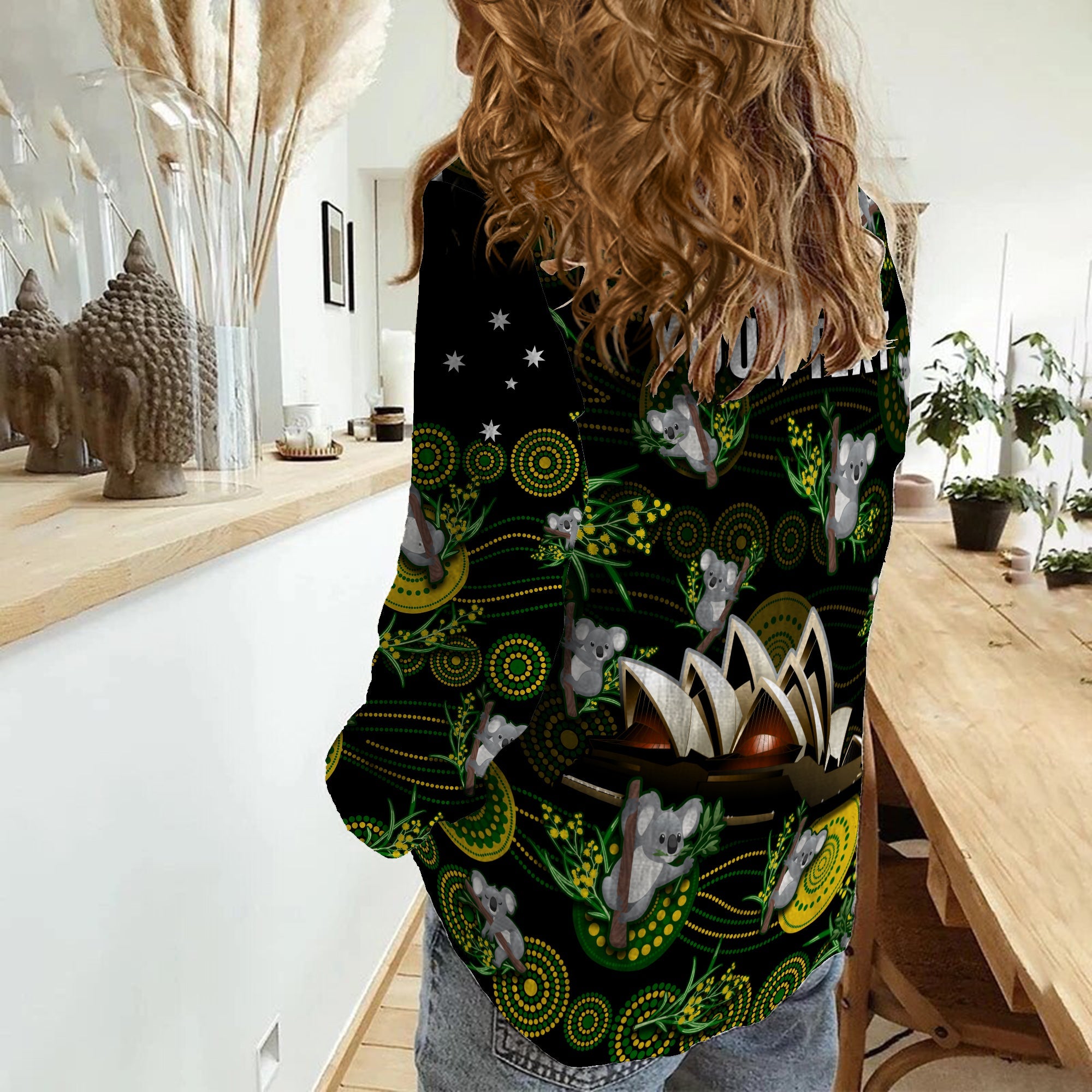 custom-personalised-australia-women-casual-shirt-aboriginal-golden-wattle-mix-koala-and-sydney-opera-house