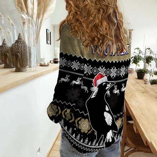 custom-personalised-collingwood-football-women-casual-shirt-magpies-indigenous-merry-christmas