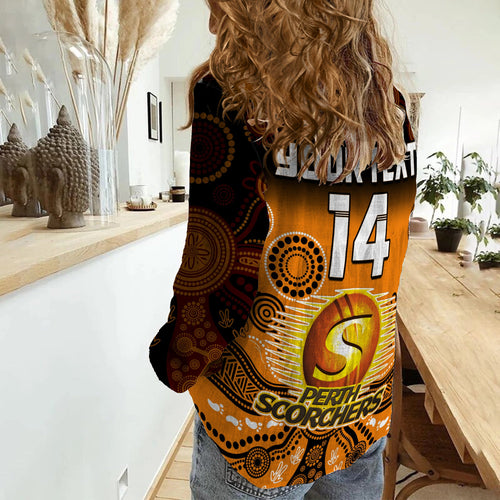 custom-text-and-number-perth-scorchers-women-casual-shirt-gradient-aboriginal-dot-painting