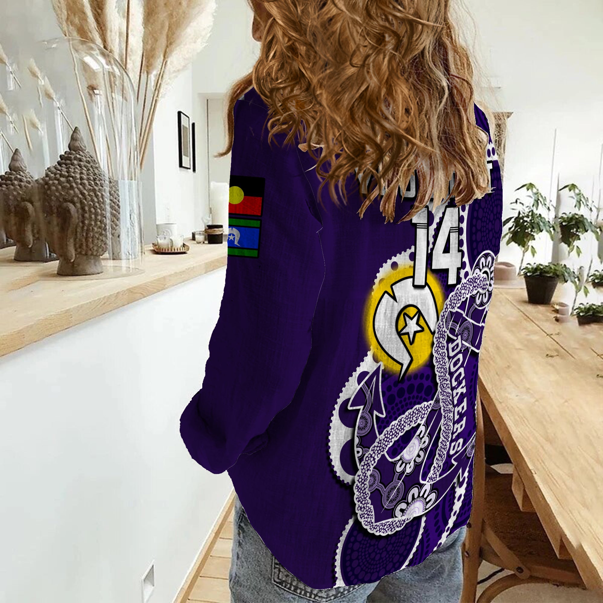 custom-text-and-number-fremantle-football-naidoc-2023-women-casual-shirt-dockers-for-our-elders-indigenous-art