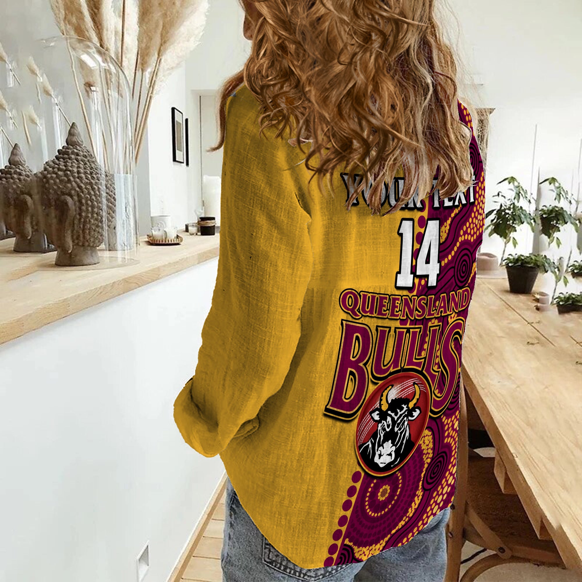 custom-text-and-number-queensland-cricket-2023-women-casual-shirt-bulls-sheffield-shield-indigenous