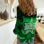 stars-cricket-women-casual-shirt-melbourne-team-green-gradient-aboriginal-art