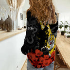 richmond-football-anzac-2023-women-casual-shirt-tigers-aboriginal-mix-poppy-camouflage