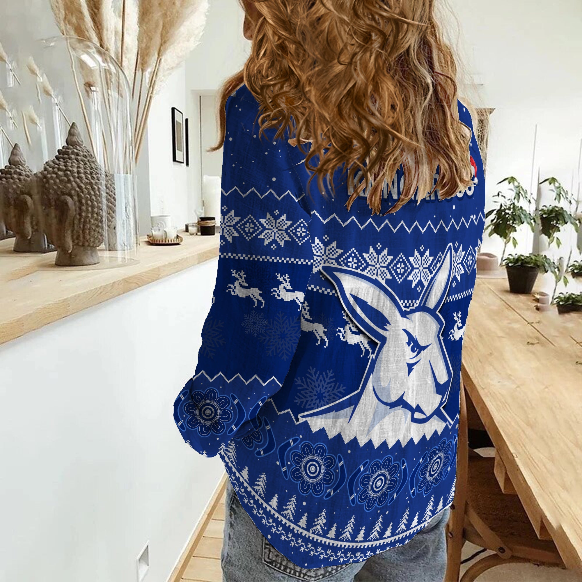 melbourne-football-women-casual-shirt-north-kangaroos-indigenous-merry-christmas