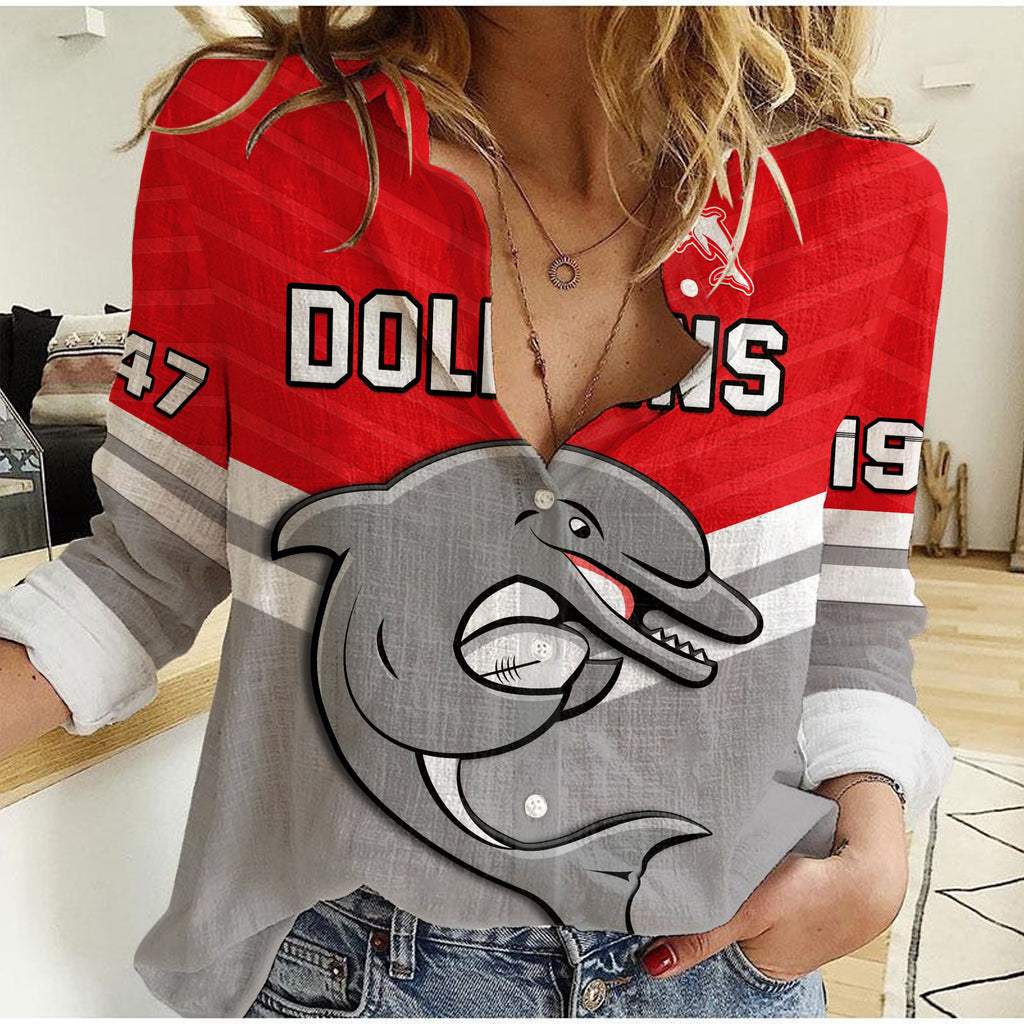 dolphins-rugby-women-casual-shirt-sporty-style-ver02