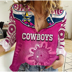 custom-text-and-number-cowboys-rugby-women-casual-shirt-aboriginal-pattern-pink-version