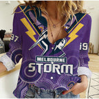 custom-text-and-number-melbourne-storm-rugby-women-casual-shirt-indigenous-boomerang-gradient-style