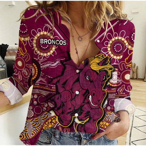custom-personalised-broncos-rugby-women-casual-shirt-indigenous-pattern-artsy-ver01