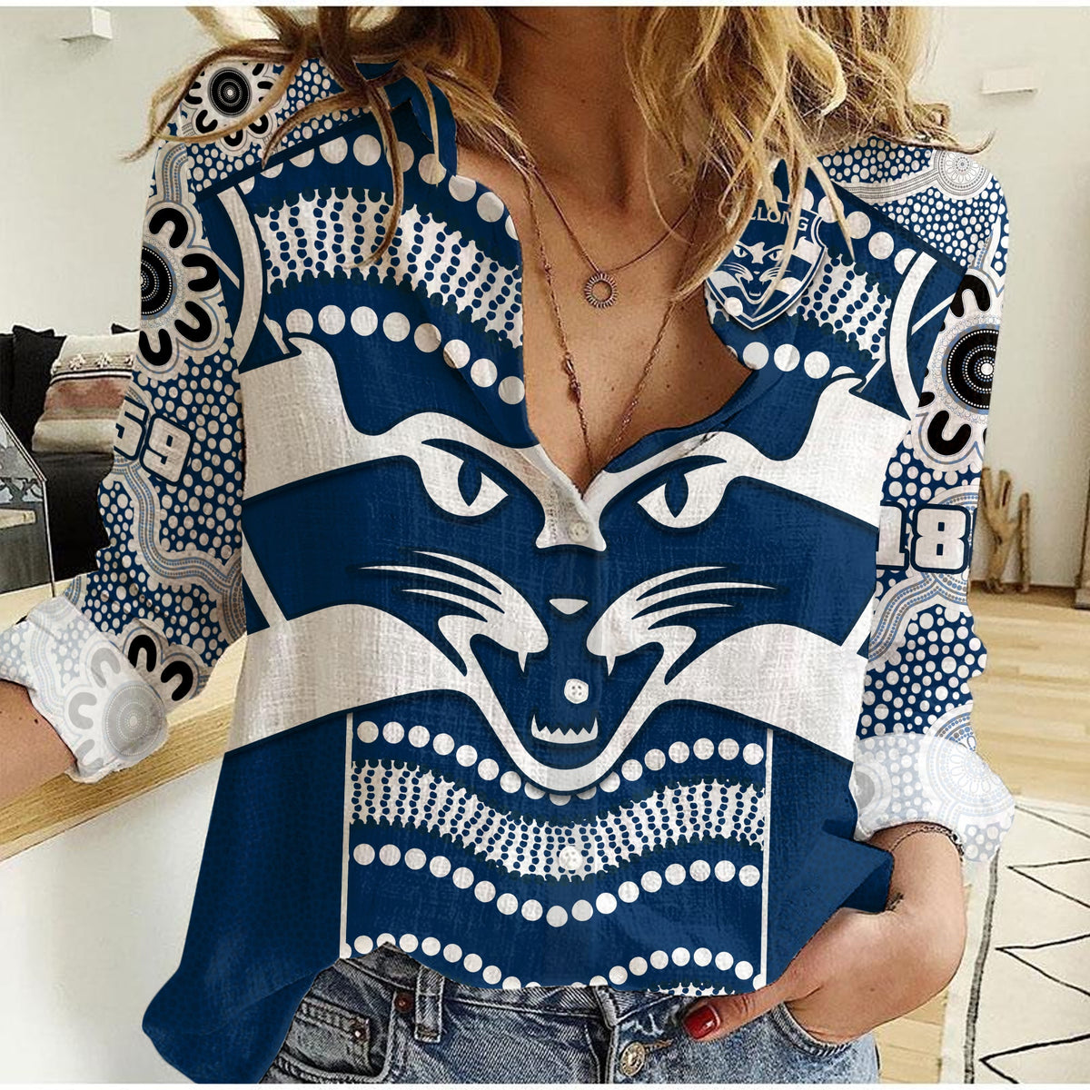 custom-text-and-number-cats-football-women-casual-shirt-geelong-1859-indigenous-sporty-version