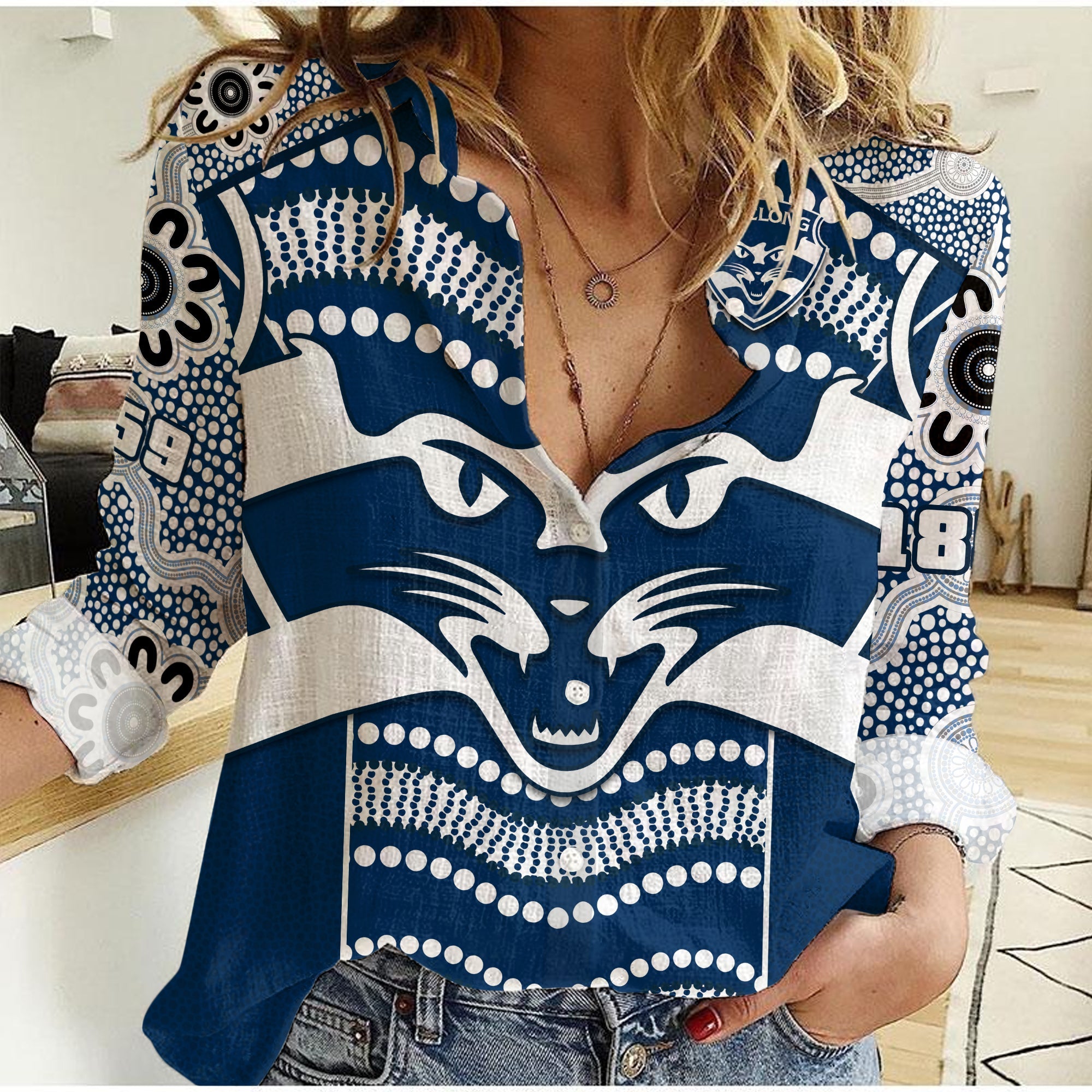 custom-text-and-number-cats-football-women-casual-shirt-geelong-1859-indigenous-sporty-version