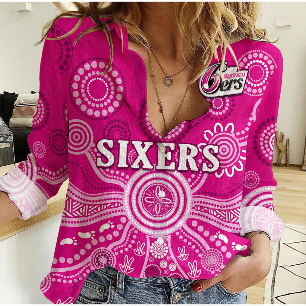 custom-text-and-number-sydney-sixers-women-casual-shirt-cricket-indigenous-australian-art-ver02