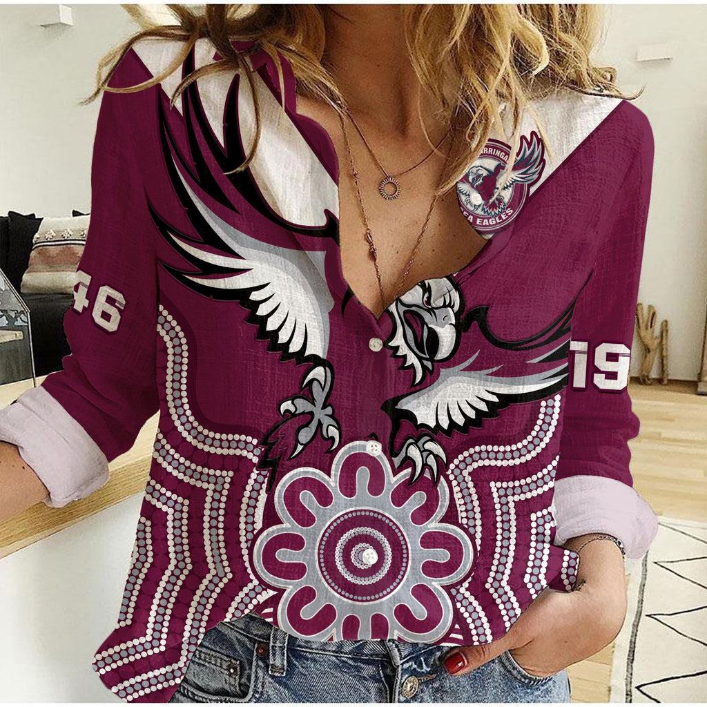 sea-eagles-rugby-women-casual-shirt-manly-warringah-indigenous-art