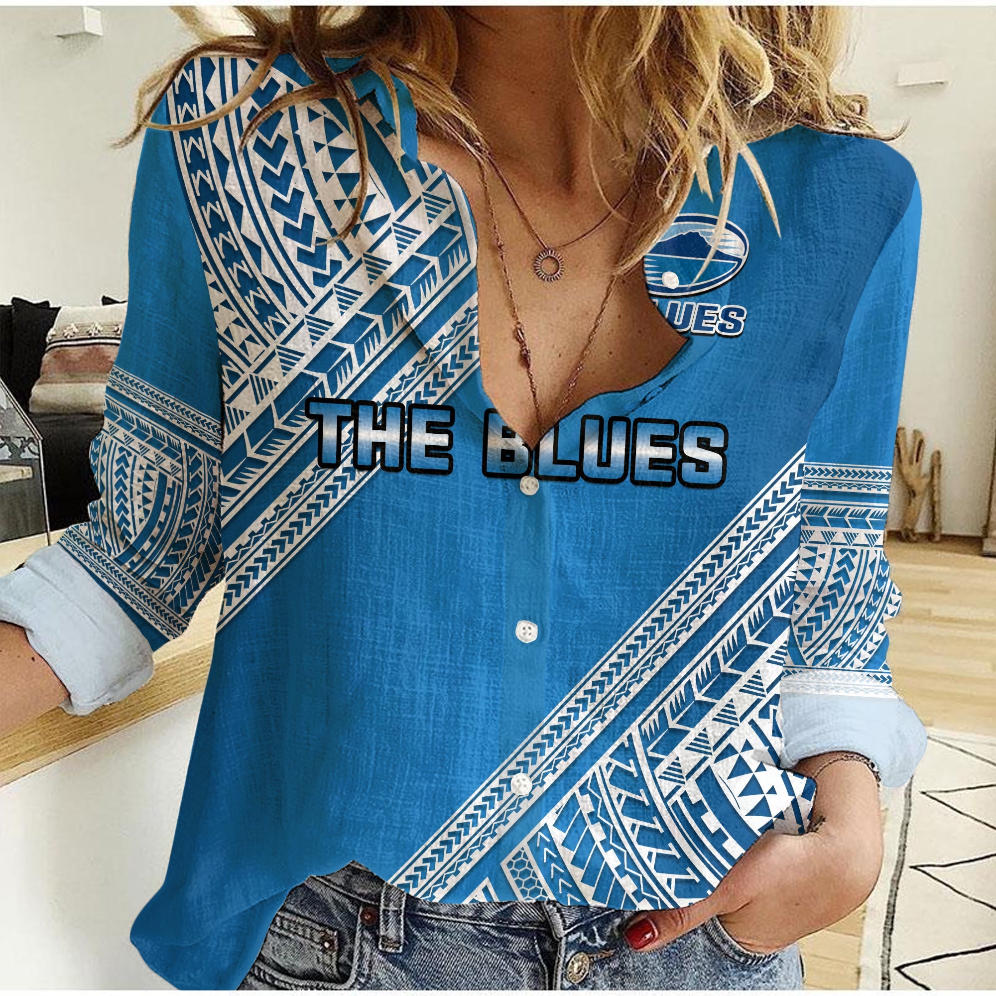 blues-rugby-women-casual-shirt-aotearoa-super-auckland-polynesian-pattern