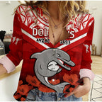 custom-text-and-number-dolphins-rugby-anzac-2023-women-casual-shirt-dots-poppy-mix-camouflage-lest-we-forget