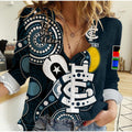 custom-text-and-number-carlton-football-naidoc-2023-women-casual-shirt-blues-for-our-elders-indigenous-art