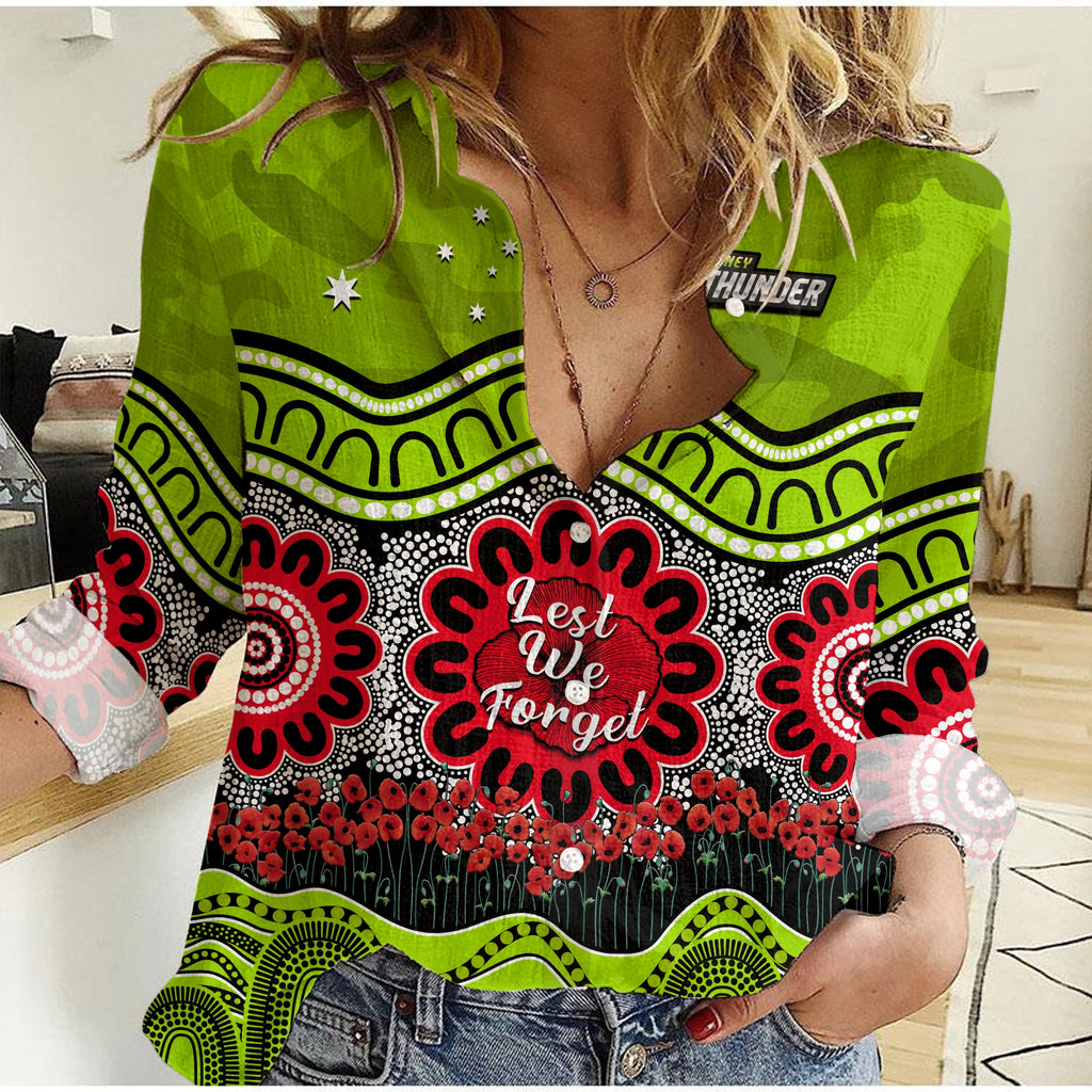 custom-text-and-number-thunder-cricket-anzac-women-casual-shirt-poppy-sydney-aboriginal-camouflage