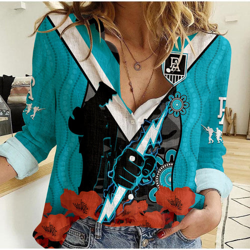 port-adelaide-football-anzac-2023-women-casual-shirt-power-aboriginal-mix-poppy-camouflage