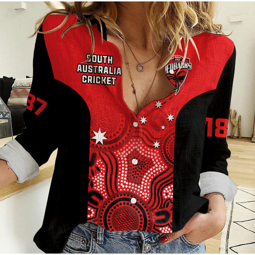 south-australia-cricket-2023-women-casual-shirt-west-end-redbacks-sheffield-shield-indigenous