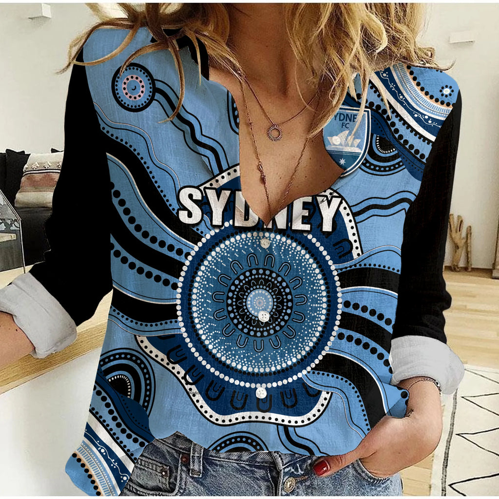 custom-text-and-number-sydney-football-women-casual-shirt-aboriginal-go-sky-blues-art