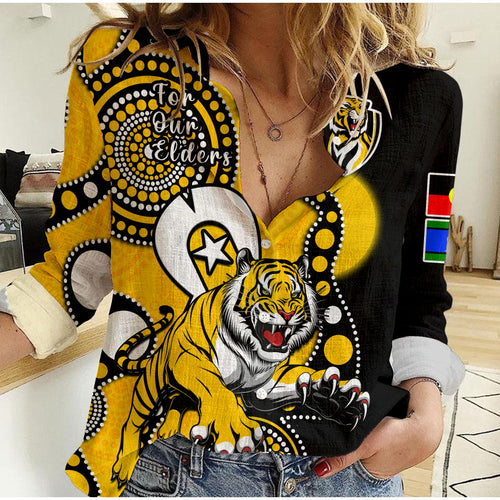 custom-text-and-number-richmond-football-naidoc-2023-women-casual-shirt-tigers-for-our-elders-indigenous-art