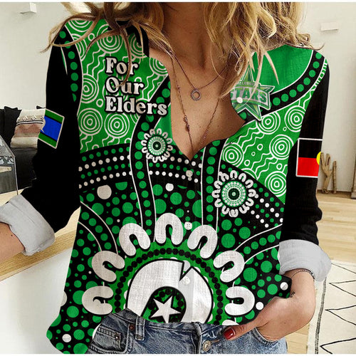 custom-text-and-number-melbourne-stars-naidoc-2023-women-casual-shirt-indigenous-for-our-elders