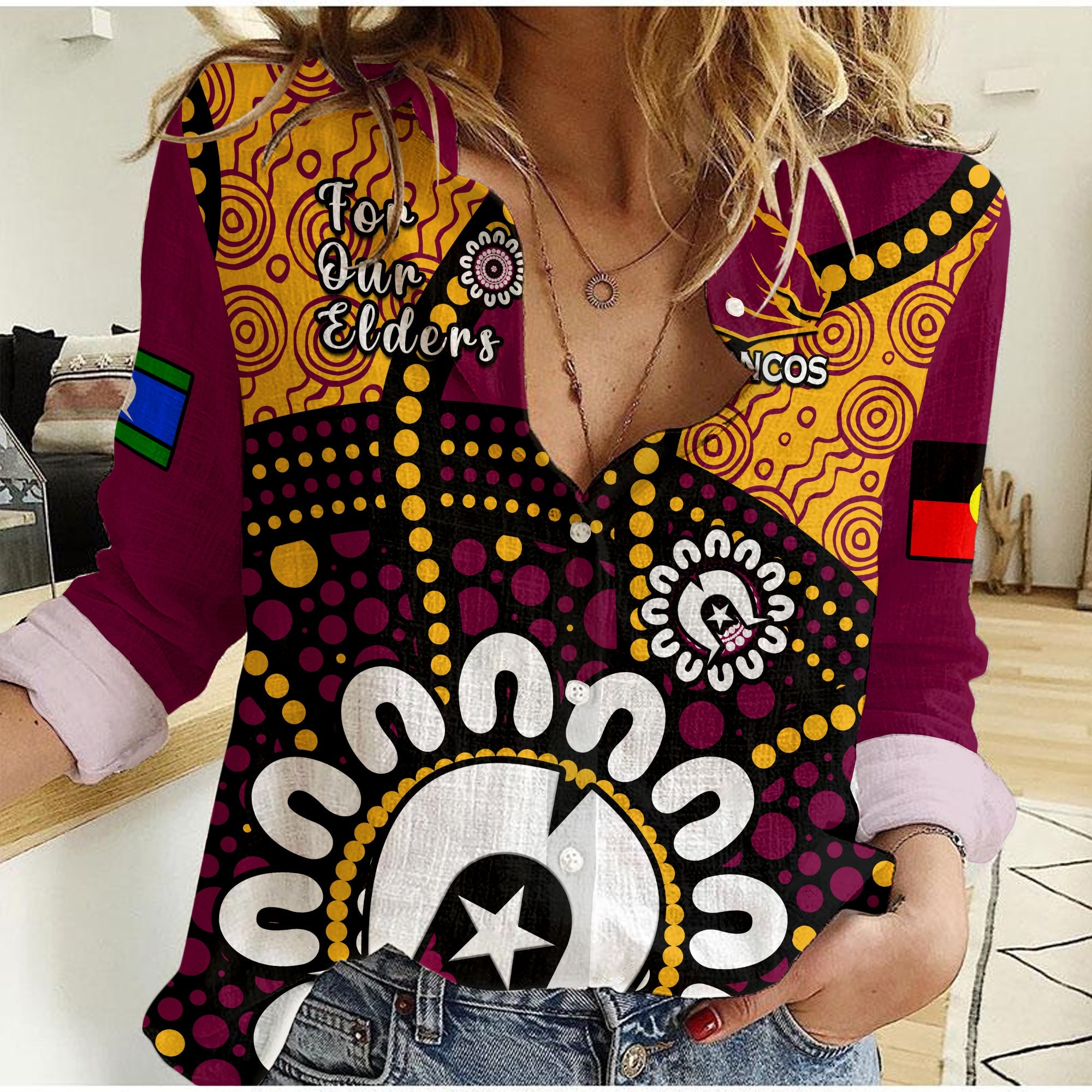 custom-text-and-number-brisbane-broncos-rugby-naidoc-2023-women-casual-shirt-for-our-elders-aboriginal